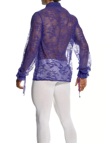Modus Vivendi Lingerie Lace Long-Sleeve Shirt in purple, product photograph