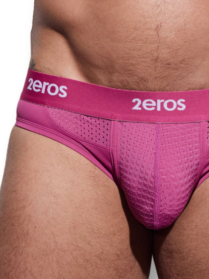 Pink men's underwear with '2eros' branding on a white background