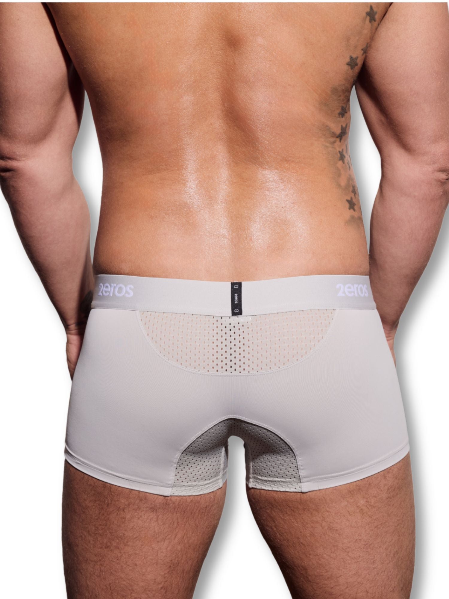 Gray men's underwear with brand logo on a white background