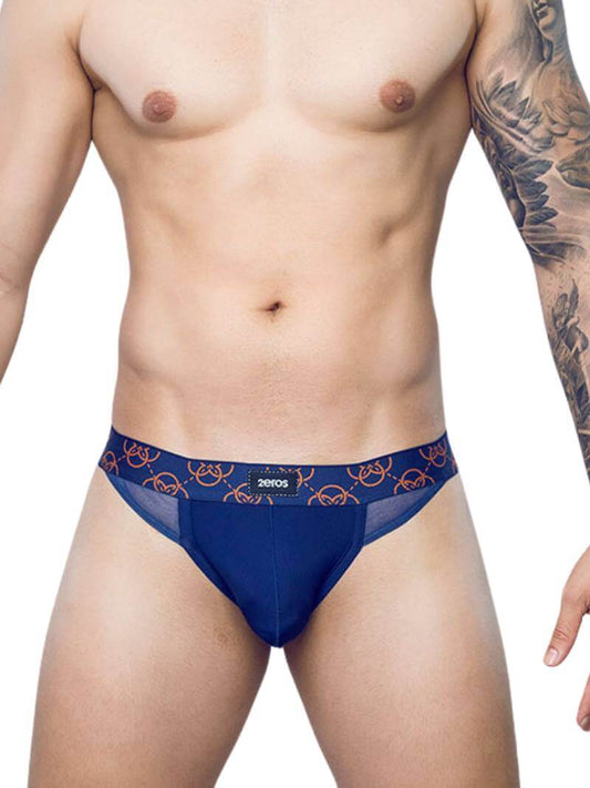 2eros Mens Breathable Mesh Himeros Thong Underwear Navy