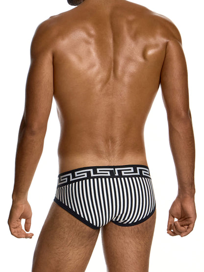 Modus Vivendi Meander Stripes Classic Brief in black, product photograph