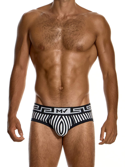Modus Vivendi Meander Stripes Classic Brief in black, product photograph