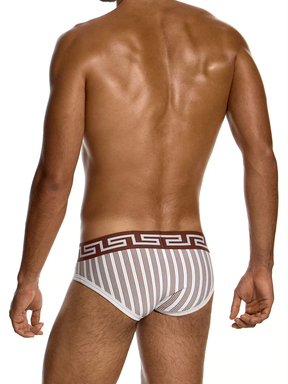 Modus Vivendi Meander Stripes Classic Brief in Taupe, product photograph