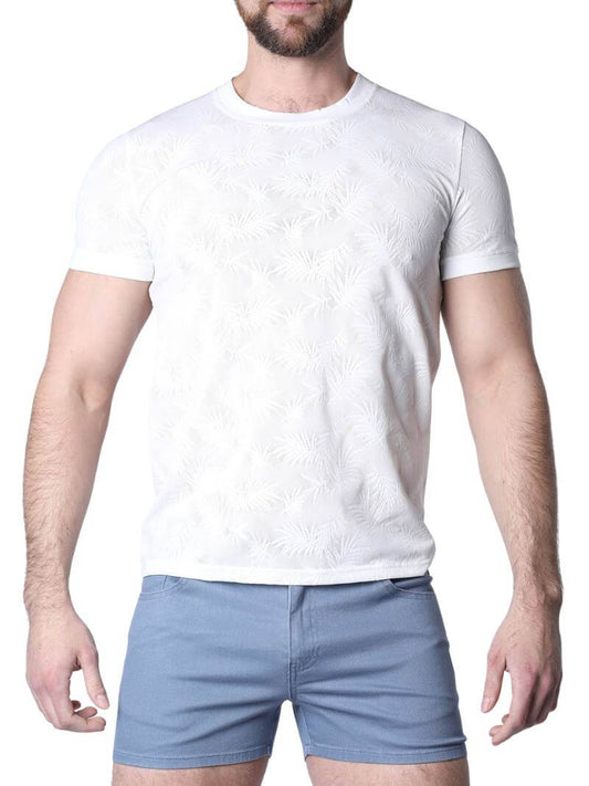 Timoteo Amalfi T-Shirt with Mesh Palm Leaf Pattern