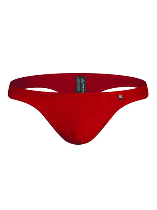 A red aussieBum Slick thong underwear with a low-rise waistline.