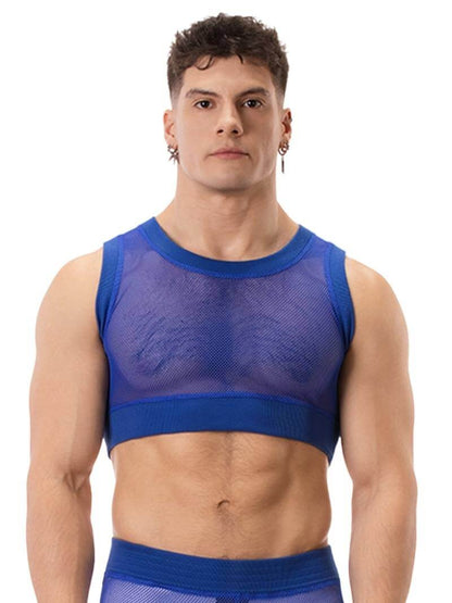 BARCODE Berlin Yasin Royal Blue Mesh Crop Top