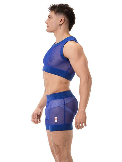 BARCODE Berlin Yasin Royal Blue Mesh Crop Top