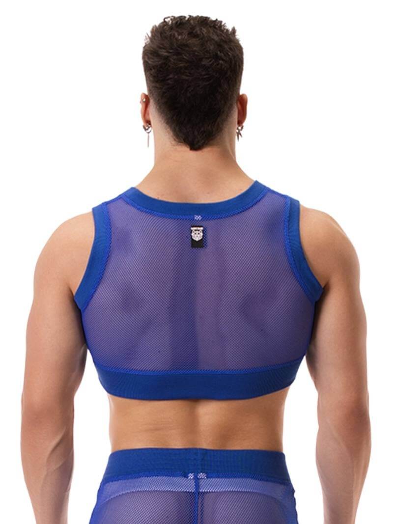 BARCODE Berlin Yasin Royal Blue Mesh Crop Top