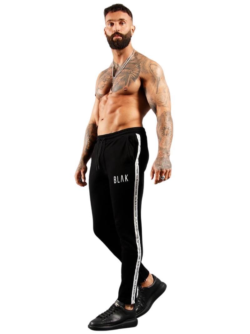 BLAK Zipped Hem Slim Fit Joggers with Side Tape