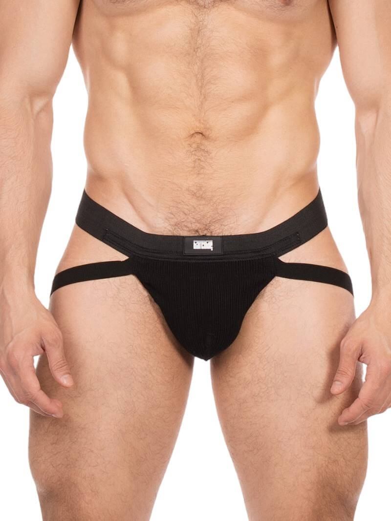 Black men's jockstrap on a white background