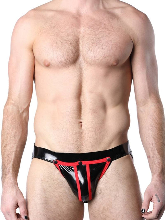 Mens CellBlock13 Black Chrome Jockstrap with Removable Pouch