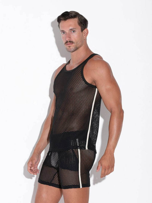 CODE22 Men's Openwork Vest: Jacquard Pattern, Racerback