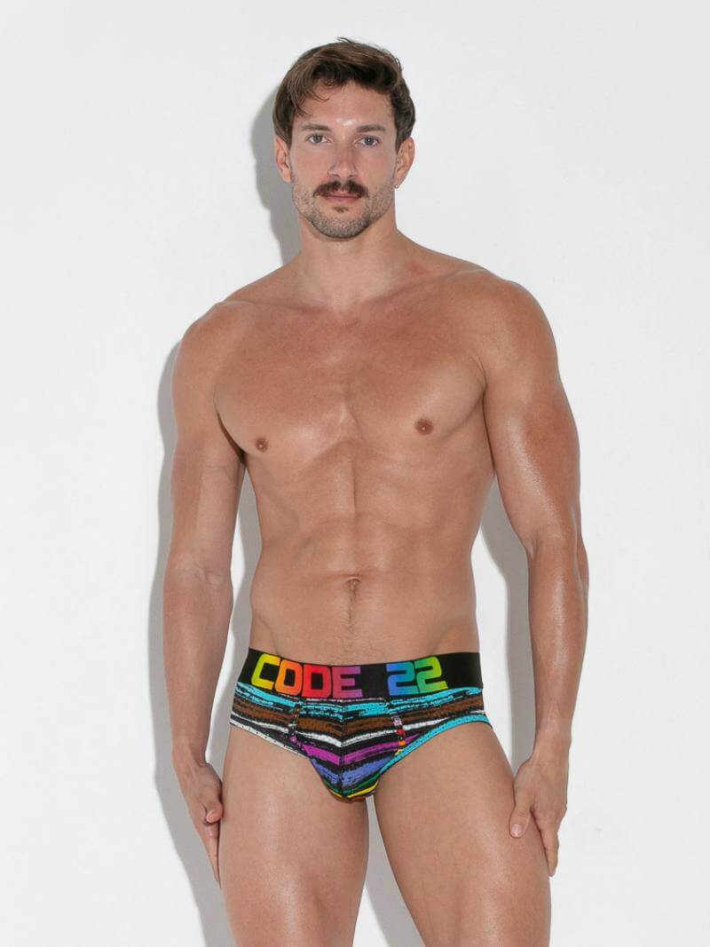 CODE22 Pride Striped Mesh Brief