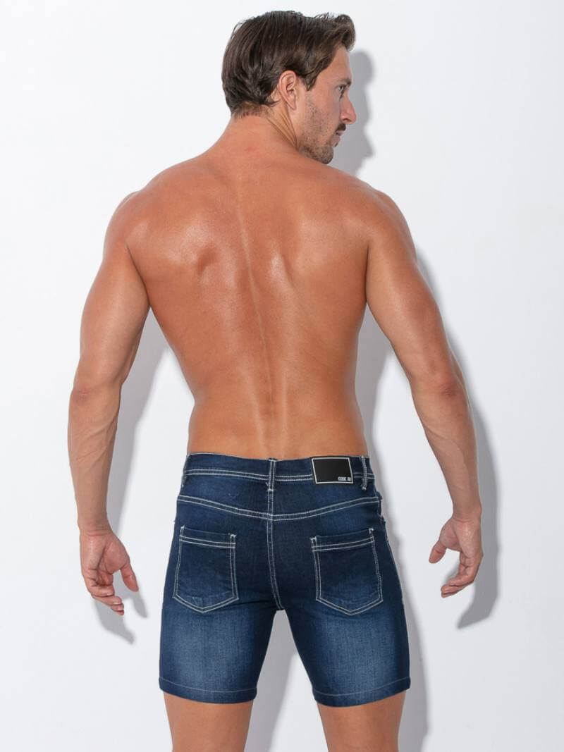 CODE 22 Men's Stretch-Fit Soft Denim Pocket Shorts