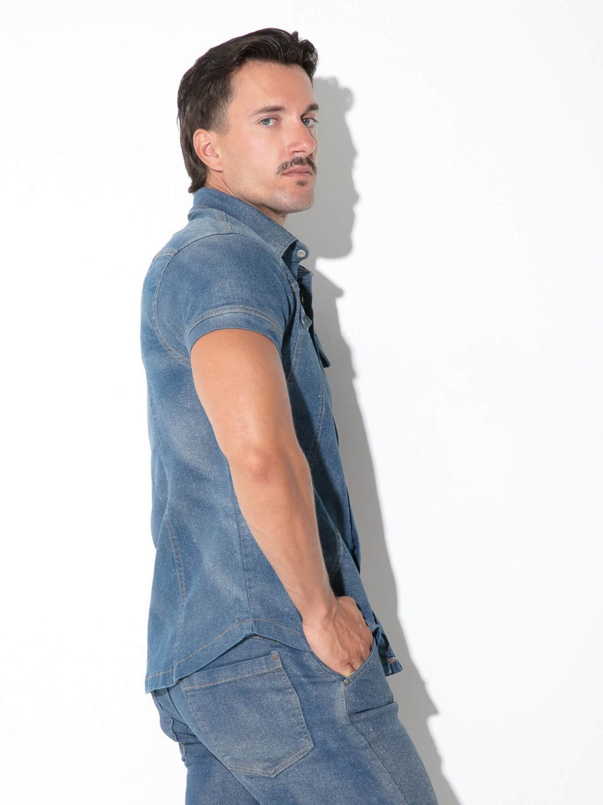 CODE 22 Metallic Shimmer Denim Shirt, product photograph