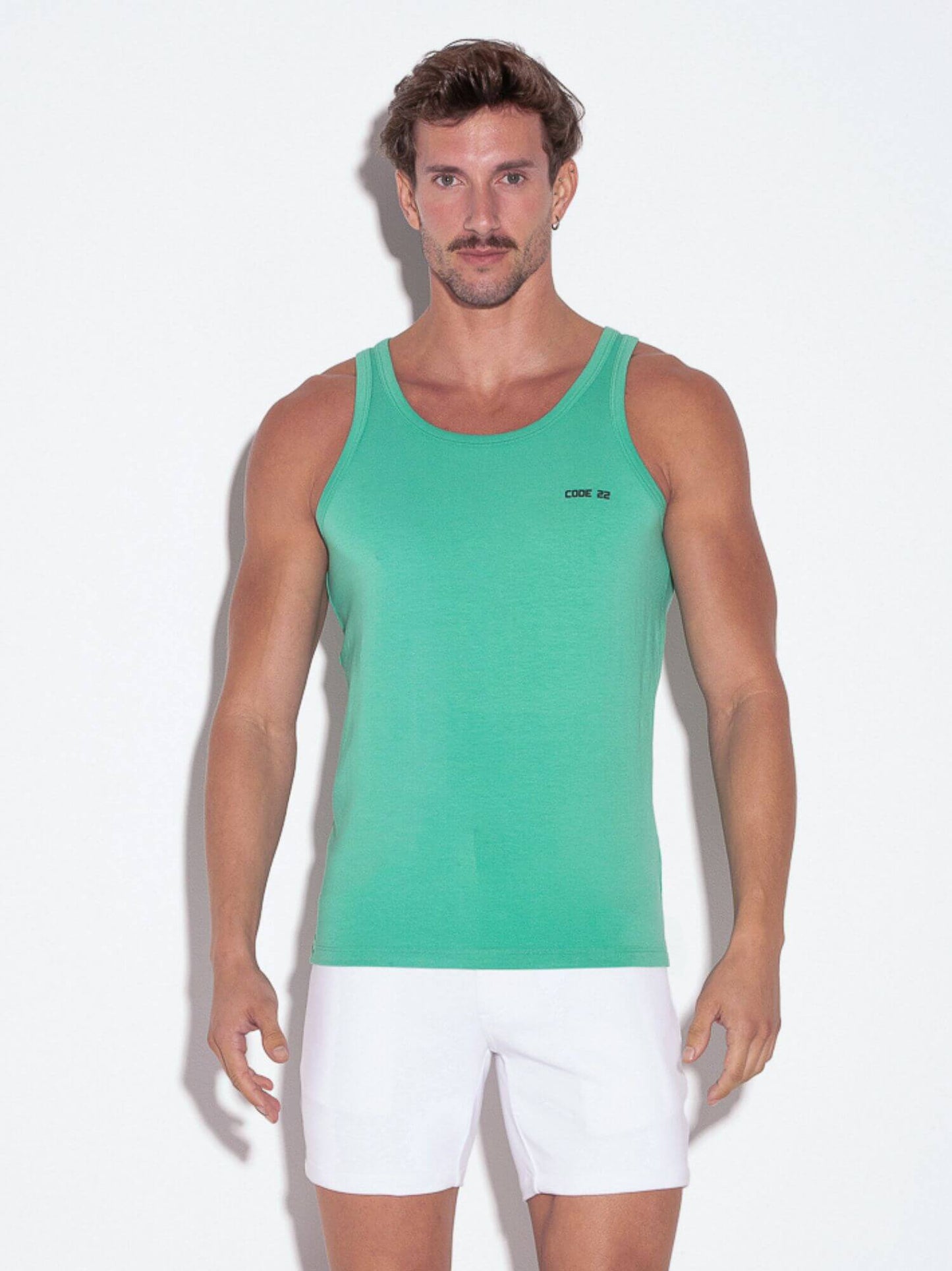 CODE22 Basic Tank Top – Breathable Modal Stretch Slim Fit Men’s Racerback Vest