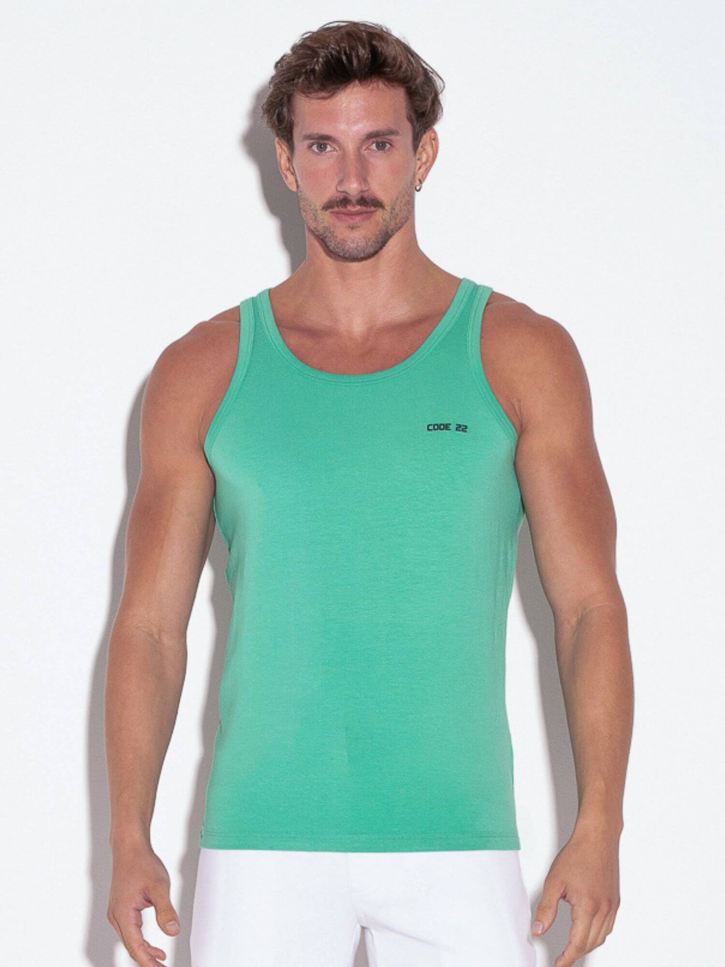CODE22 Basic Tank Top – Breathable Modal Stretch Slim Fit Men’s Racerback Vest