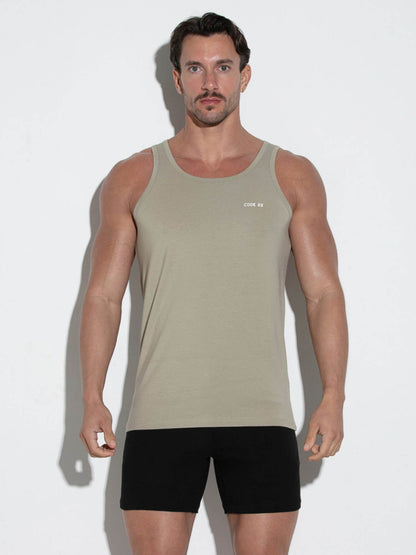 CODE22 Basic Tank Top – Breathable Modal Stretch Slim Fit Men’s Racerback Vest