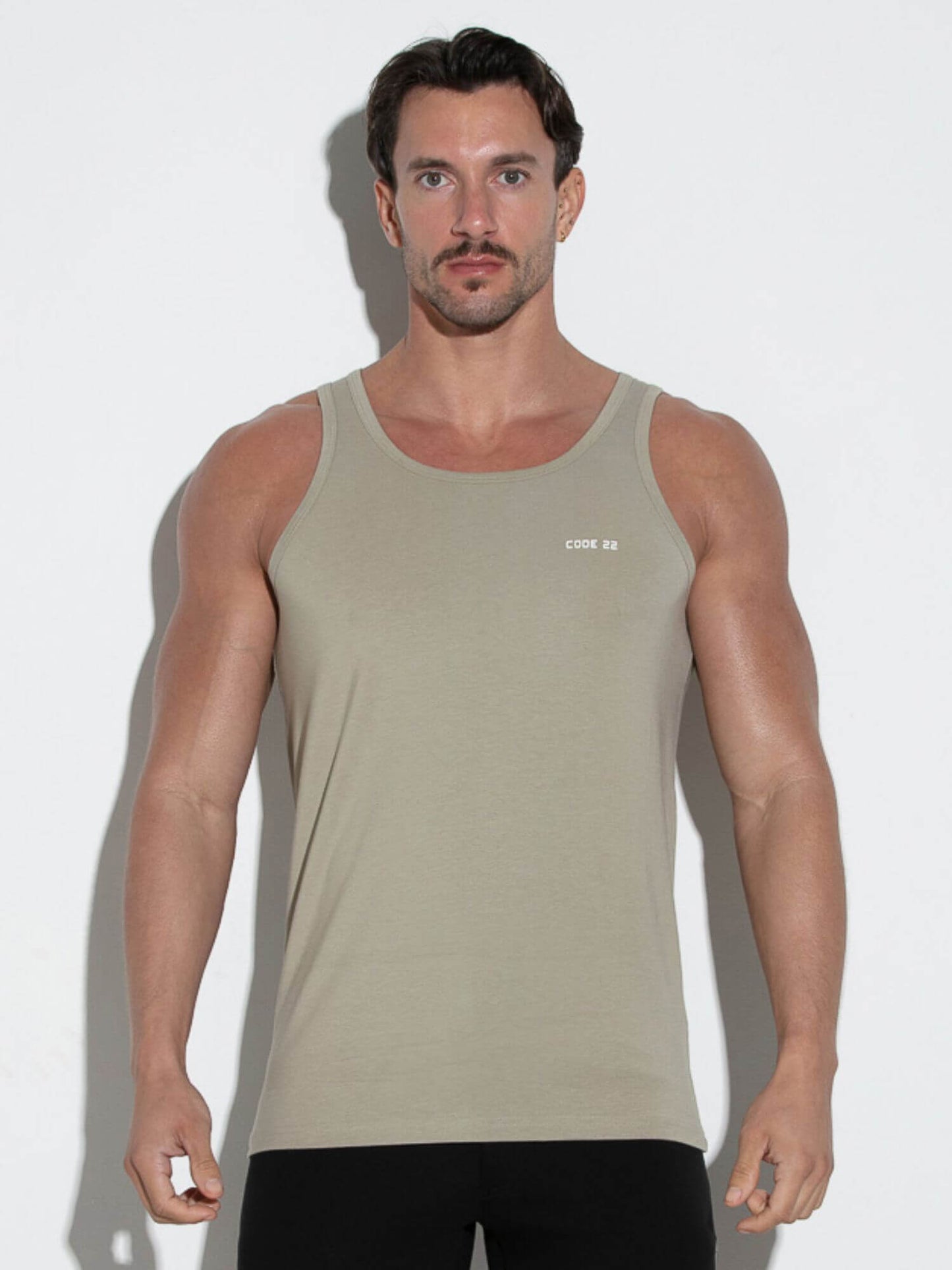 CODE22 Basic Tank Top – Breathable Modal Stretch Slim Fit Men’s Racerback Vest