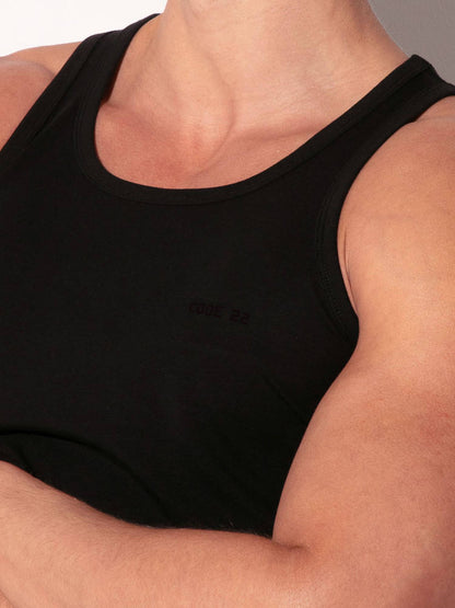 CODE22 Basic Tank Top – Breathable Modal Stretch Slim Fit Men’s Racerback Vest