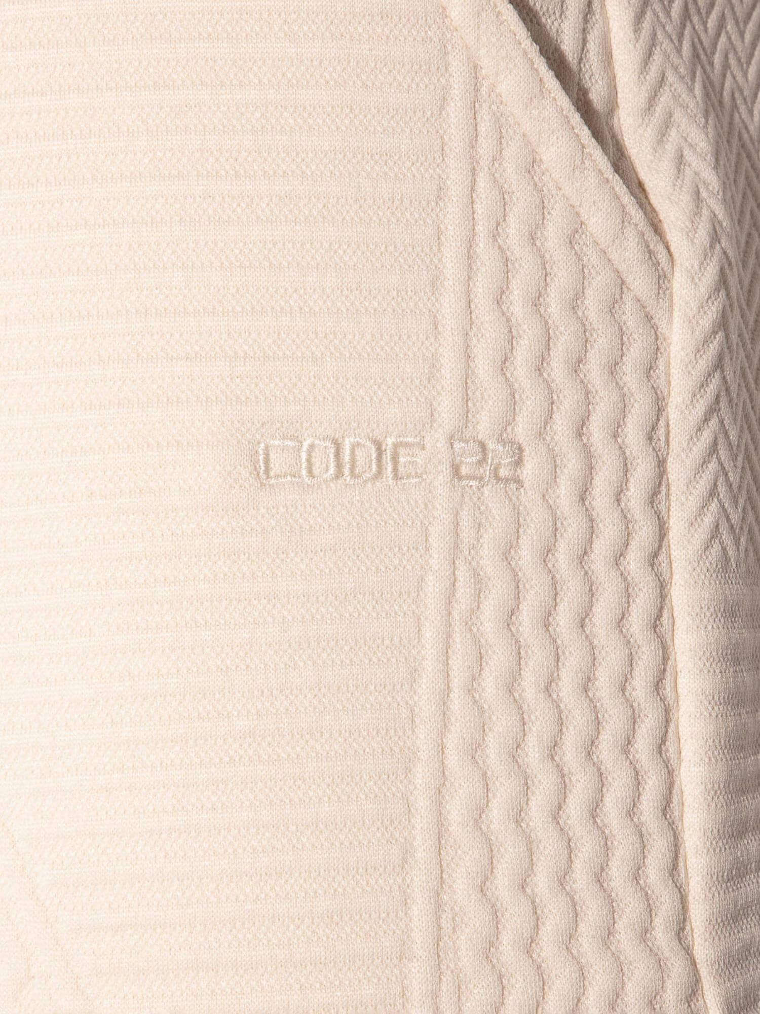 close up detail of code 22 medley off-white pants