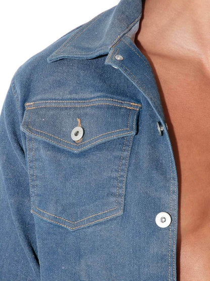 Photograph of CODE 22 Metallic Denim Jacket in silver