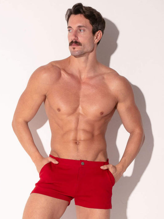 CODE 22 Mini Shorts – Super Short Leg Stretch Fit Men’s 5-Pocket Jean Style Shorts