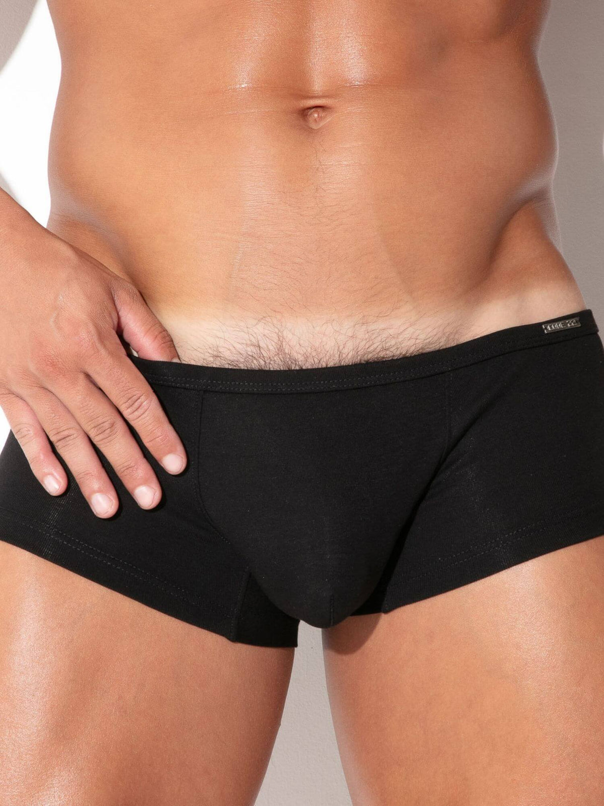 Close-up detail of CODE 22 Pure Sunga men's underwear in black