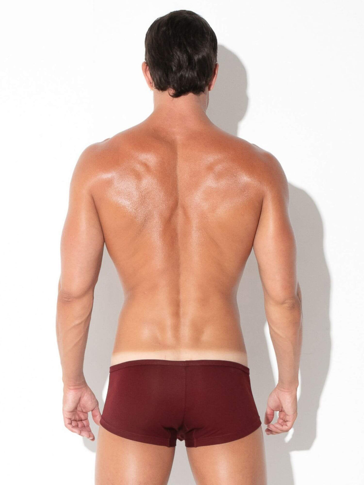 Rear view of CODE 22 Pure Sunga men's underwear in maroon