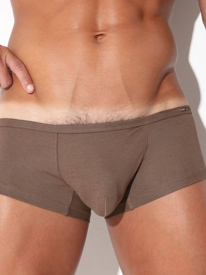 Close-up detail of CODE 22 Pure Sunga men's underwear in taupe