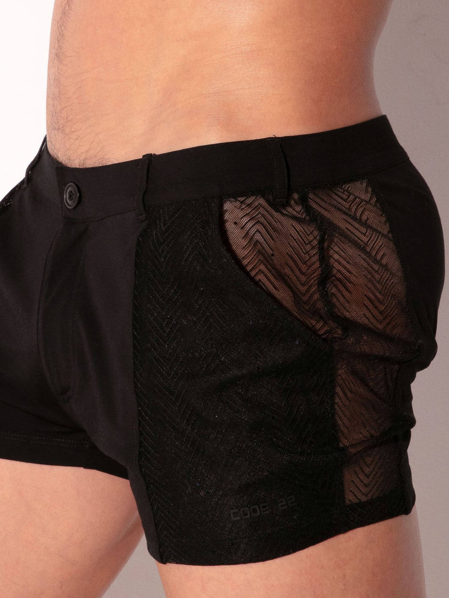 CODE 22 Rock Herrringbone Short Leg Shorts with Black Diamond Accents