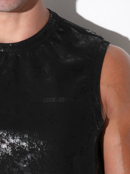 CODE 22 Vintage Leatherette Sleeveless Shirt