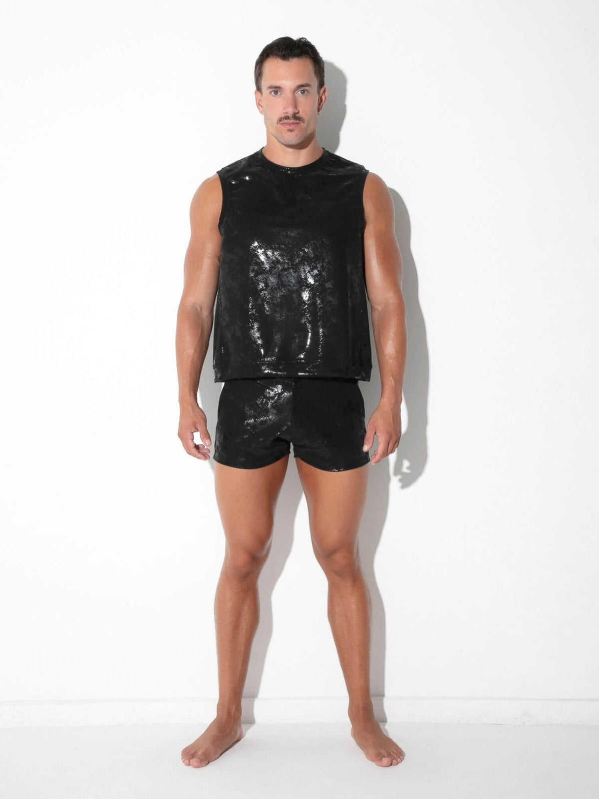 CODE 22 Vintage Leatherette Sleeveless Shirt