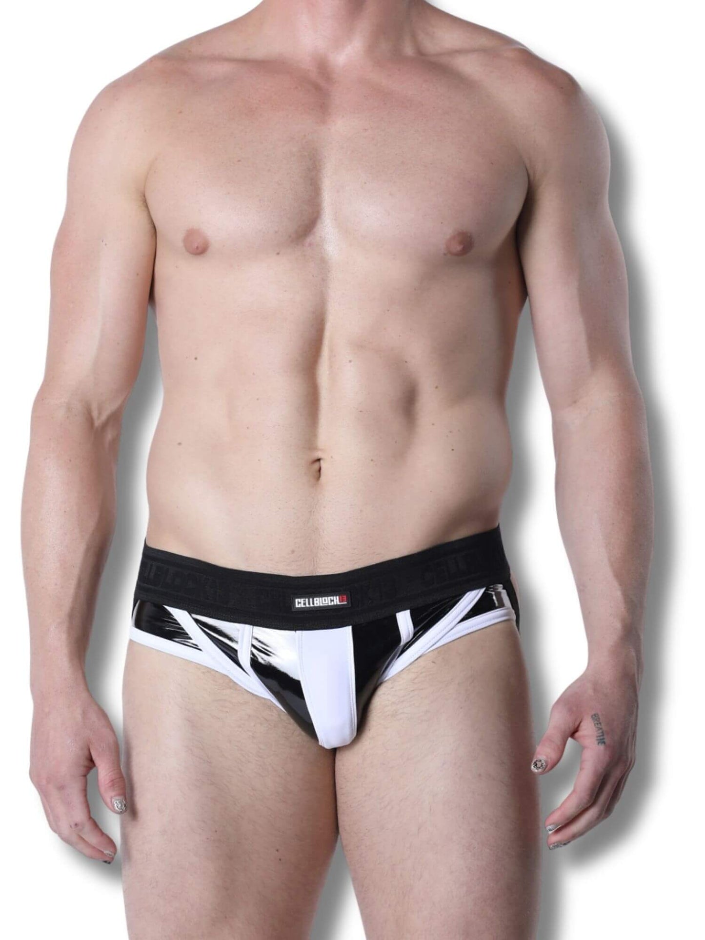 CellBlock 13 Liquid Night Latex Look Jock Brief – Men's Wet Look Fetish Underwear