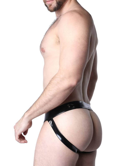 Mens CellBlock13 Iron Grip Latex-Look Jockstrap with Removable Pouch