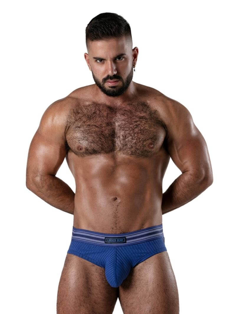 Locker Gear Backroom Ribbed Cotton Bottomless Brief with Leatherette Stripes