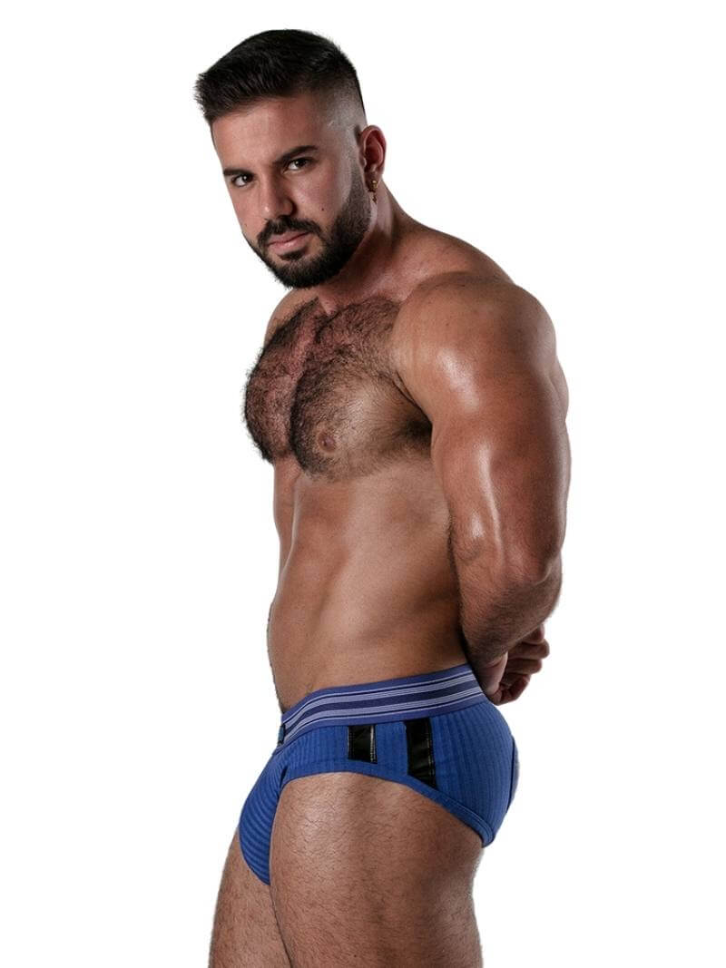 Locker Gear Backroom Ribbed Cotton Bottomless Brief with Leatherette Stripes