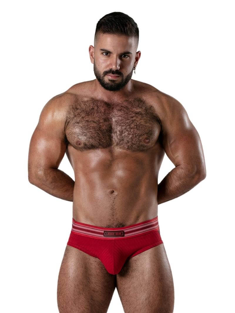 Locker Gear Backroom Ribbed Cotton Bottomless Brief with Leatherette Stripes