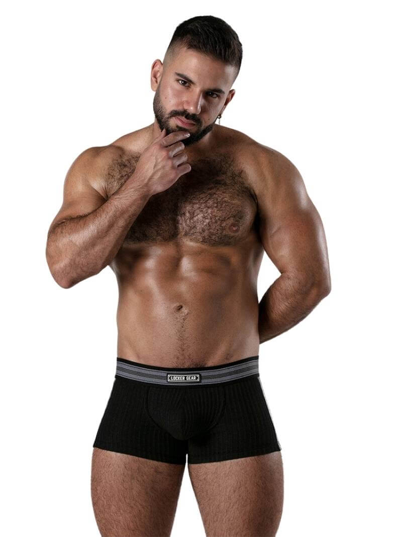 Locker Gear Backroom Ribbed Cotton Bottomless Trunk with Leatherette Stripes