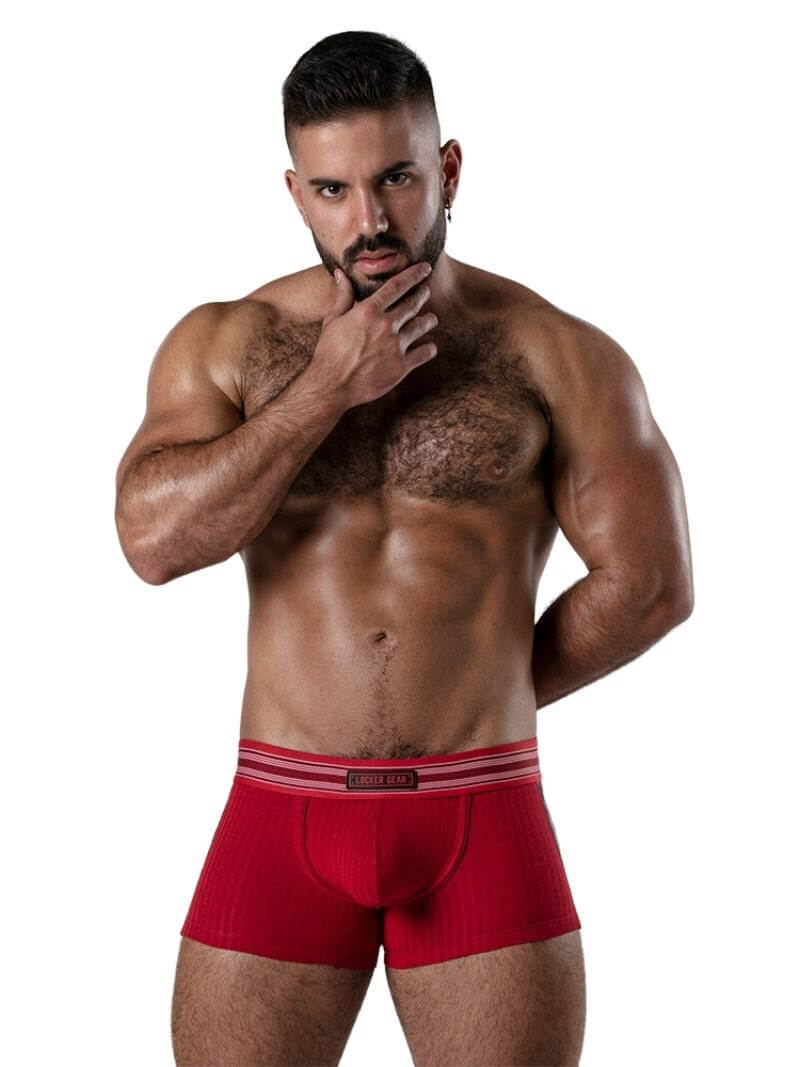 Locker Gear Backroom Ribbed Cotton Bottomless Trunk with Leatherette Stripes