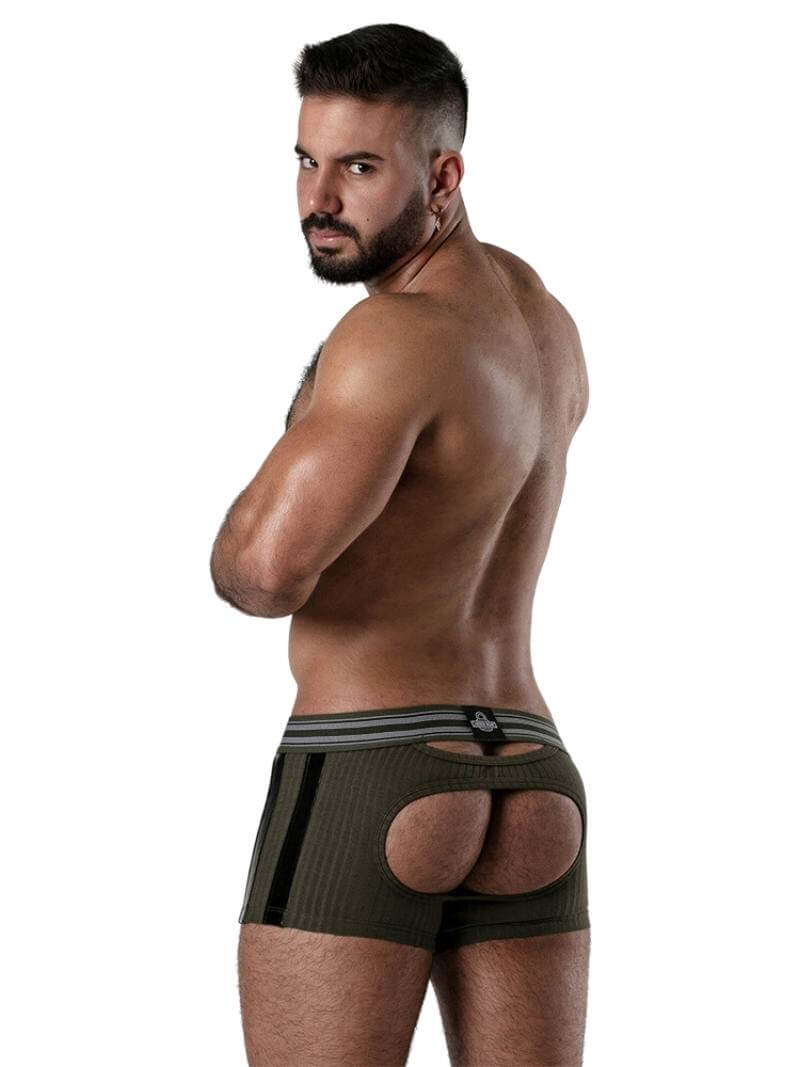 Locker Gear Backroom Ribbed Cotton Bottomless Trunk with Leatherette Stripes