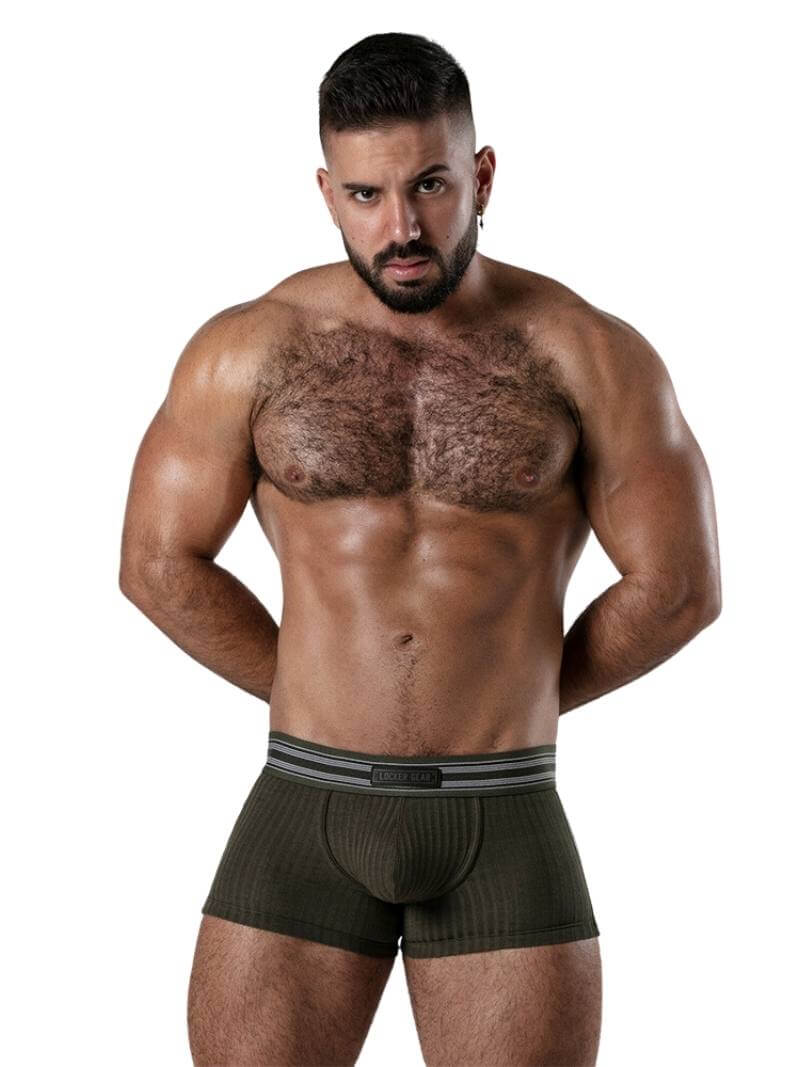 Locker Gear Backroom Ribbed Cotton Bottomless Trunk with Leatherette Stripes