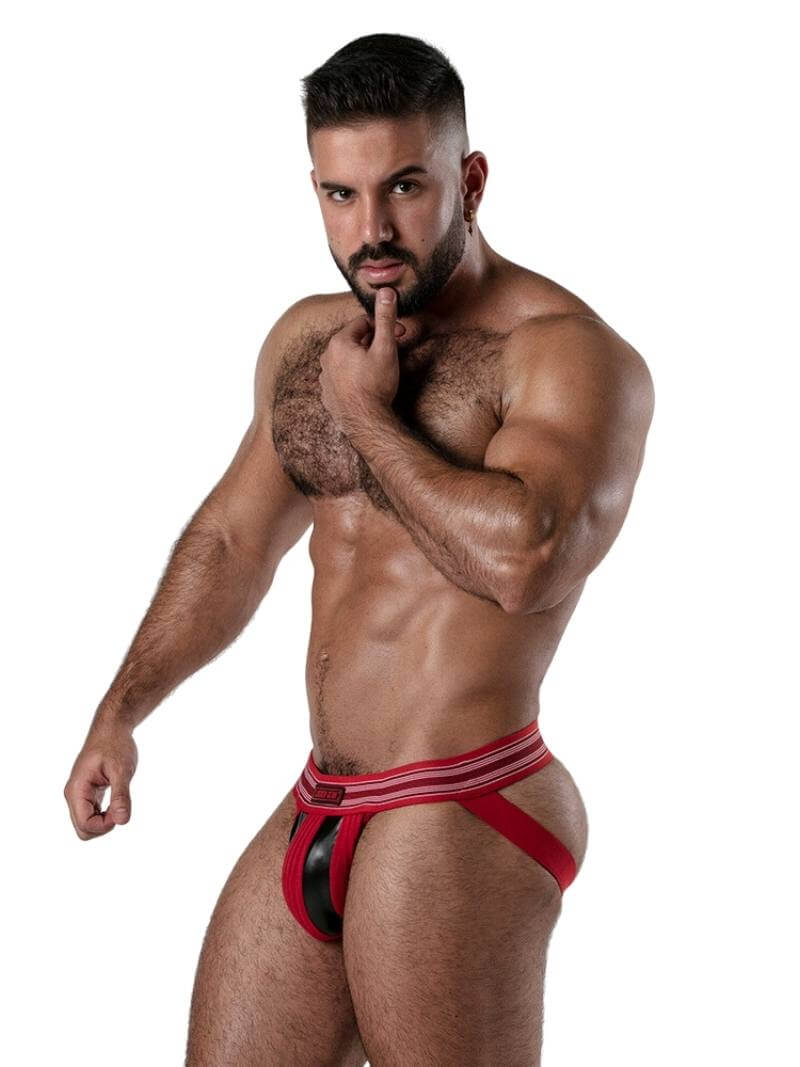 Locker Gear Backroom Ribbed Cotton & Leatherette Jockstrap