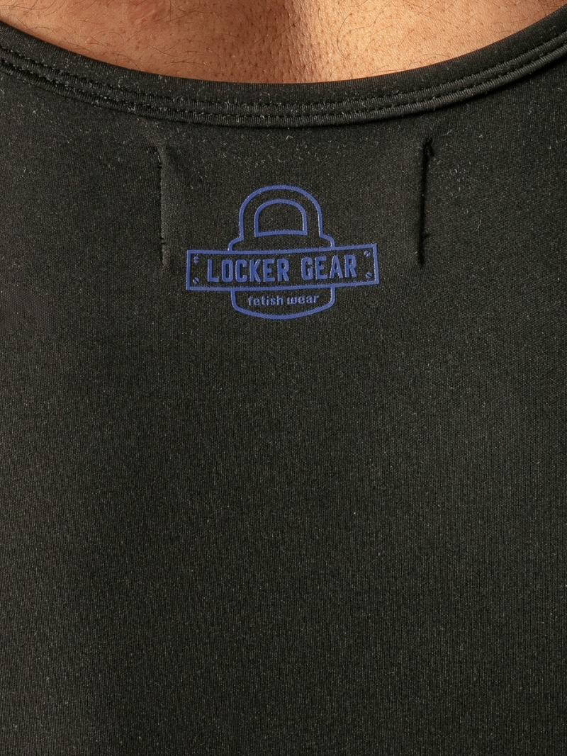 Black garment with 'Locker Gear' logo on a close-up view