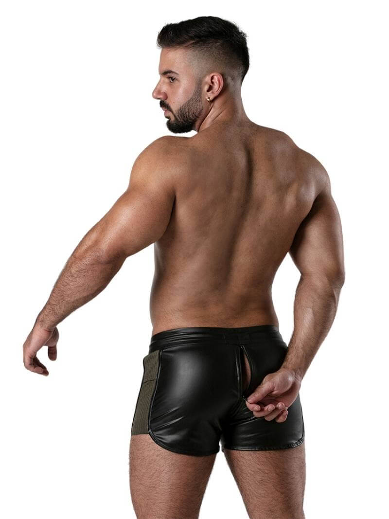 Locker Gear Leather Look 2 Way Zipper Short