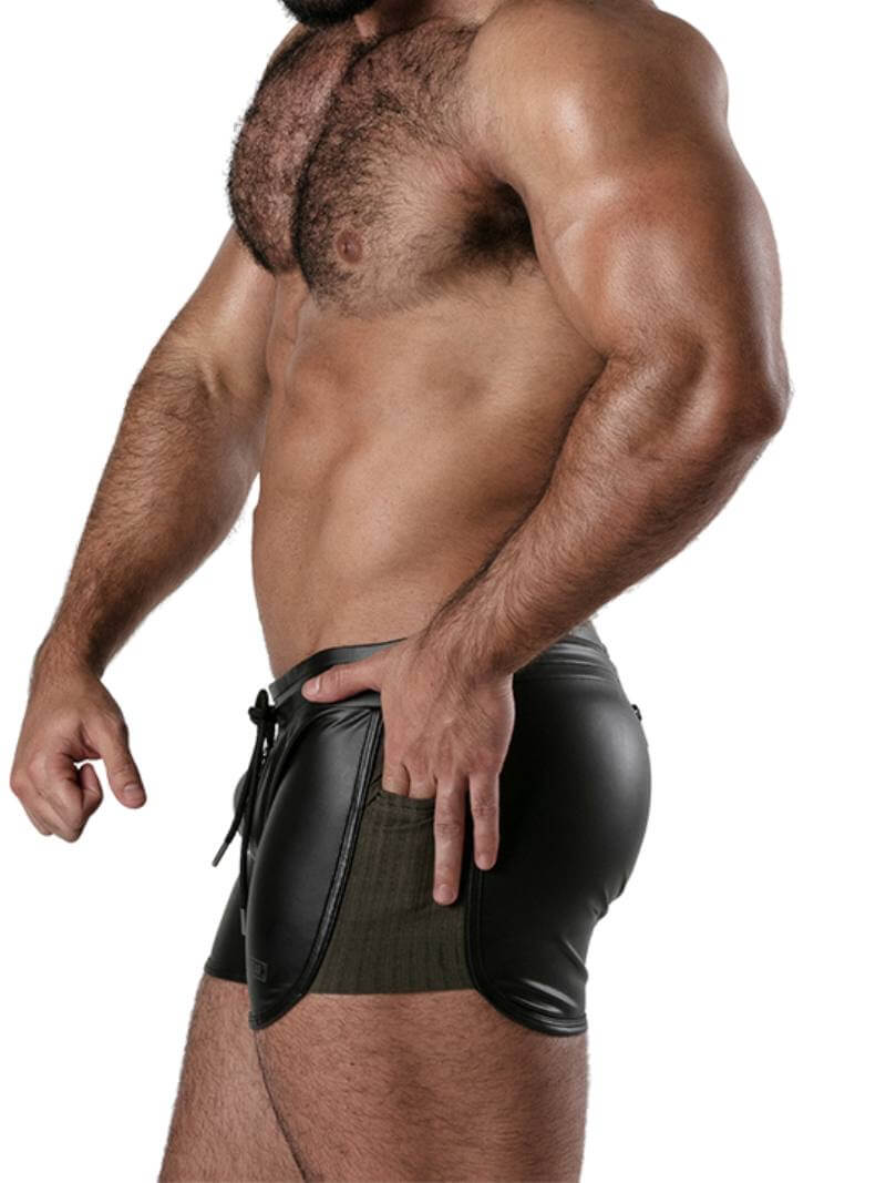 Locker Gear Leather Look 2 Way Zipper Short