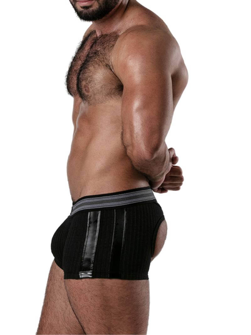 Locker Gear Backroom Ribbed Cotton Bottomless Trunk with Leatherette Stripes