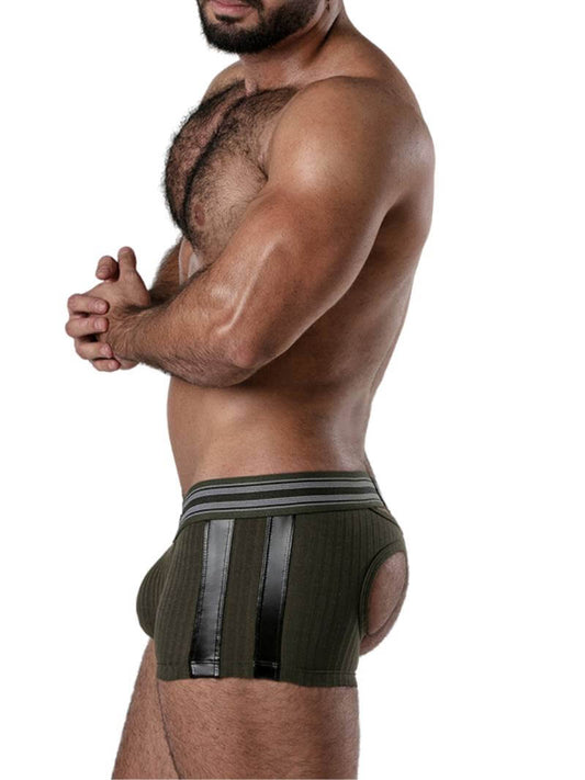 Locker Gear Backroom Ribbed Cotton Bottomless Trunk with Leatherette Stripes