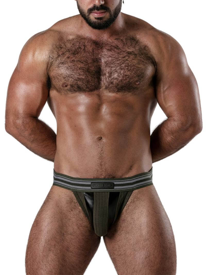 Locker Gear Backroom Ribbed Cotton & Leatherette Jockstrap