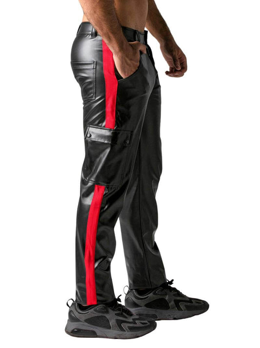 Men's Fetish Sporty Leather Look Cargo Pants